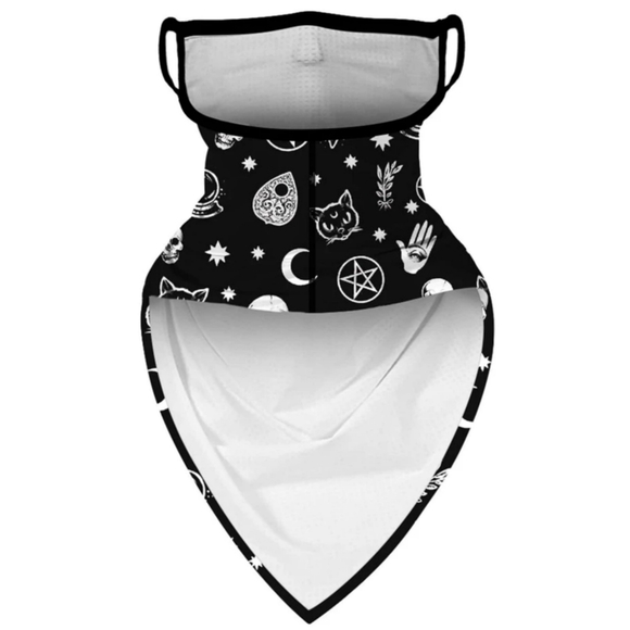 Unisex Face Mask Scarf, Gothic Moon Black Cat Star - Picture 2 of 5